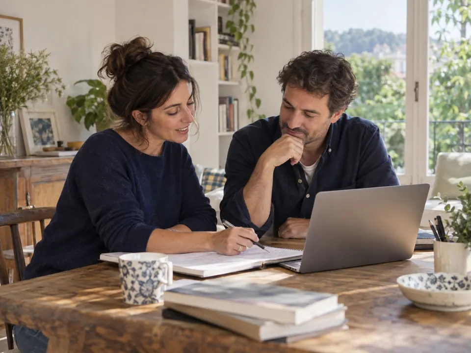 Una clase particular en un entorno tranquilo, con conversación y material de estudio